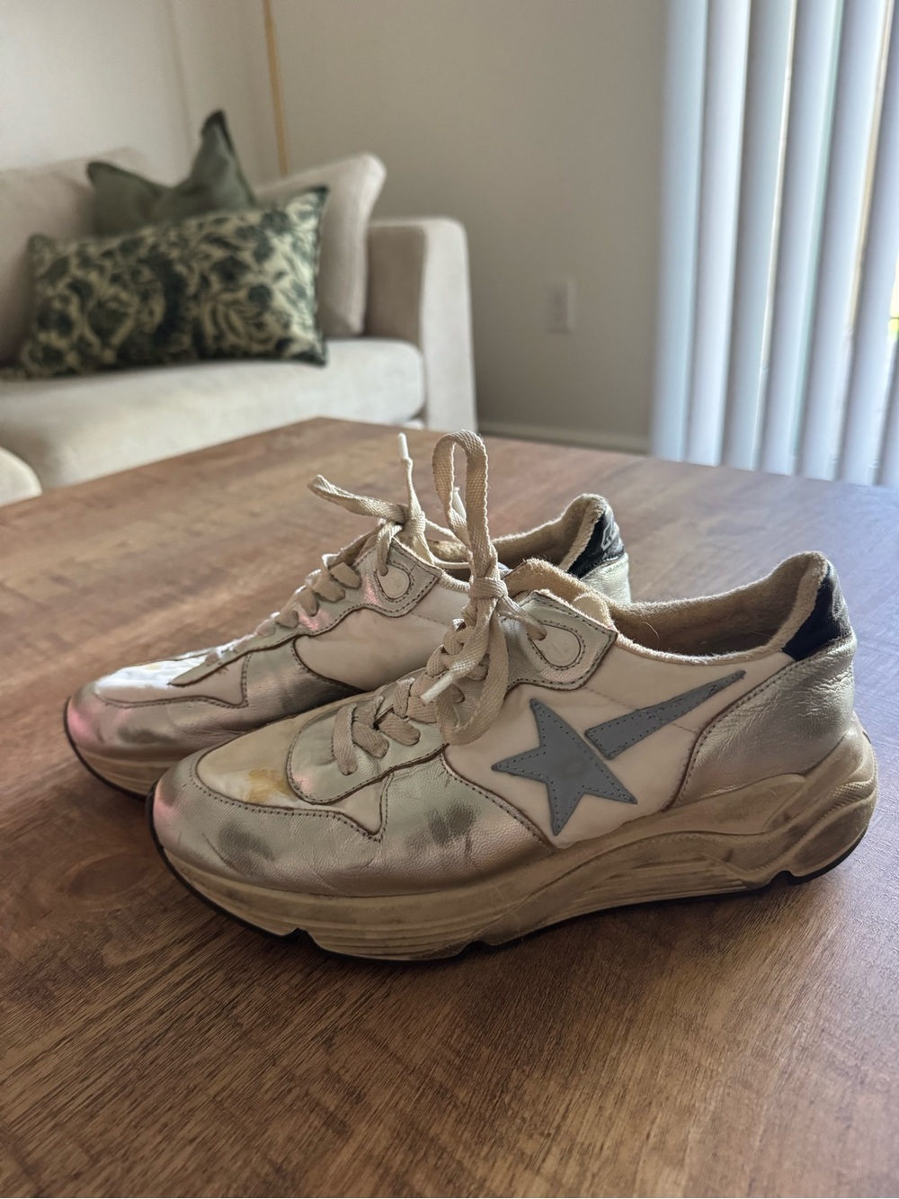 Golden Goose “Running” Sneaker with Light Blue Star Accent - Picture 1 of 9